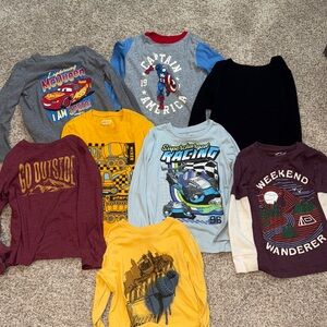 Boys bundle 8 Graphic Long Sleeve Shirts Assorted Colors size 6